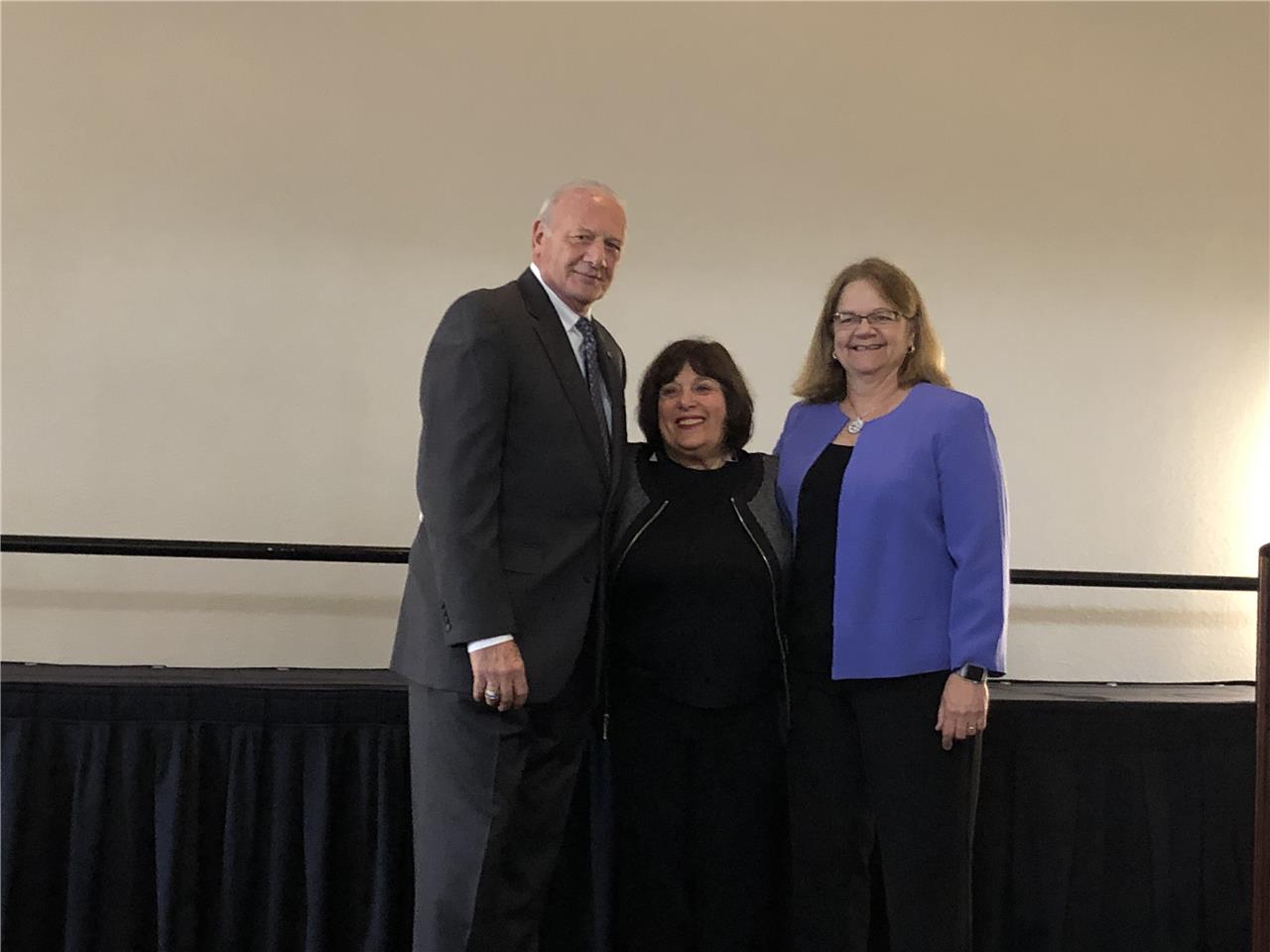 ACGME President and CEO Thomas J. Nasca, MD, MACP, Gienapp Awardee Carol Bernstein, MD, and ACGME Awards Committee Chair Diane Hartmann, MD